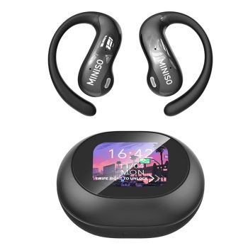 MinisoMS188 OWS Auriculares Inalámbricos Bluetooth 5.4 con Pantalla de Visualización 3D, Diafragma de Metal de 13 mm, Bo