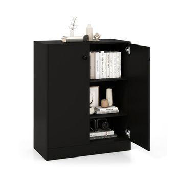 Costway Armario de Almacenamiento de 2 Puertas Armario Moderno de Suelo con 3 Estantes Armario Lateral Independiente con Dispositivo Negro
