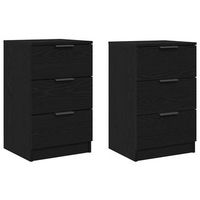 pack 2 uds mesita de noche  armario de noche  mesa de noche con cajon roble negro 40 x 65 x 65 cm