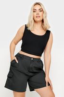 yours pantalones cortos negros cargo de algodon mujer curvy y tallas grandes yours