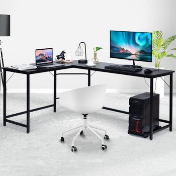 Escritorio Para Ordenador En Forma De L Escritorio Esquinero Para Pc Escritorio Angular Negro/natural 168 X 125 X 74 Cm-negro