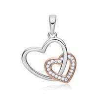 colgante corazones plata 925 circonita bicolor