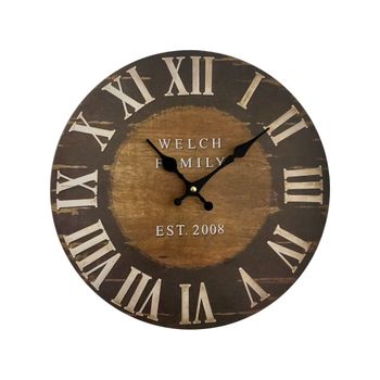 Reloj de madera estilo vintage marrón y blanco d. 33,8 cm
