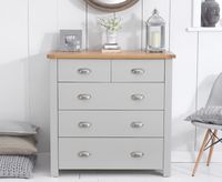 somerset oak and grey 2 over 3 drawer chest