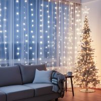 aigostar cortina de luces 2m2m 200 led luces de cadena de cortina navidad 8 modos cadena de luces con temporizador ip44 impermeable luces de cortina para interior exterior fiestas blanco frio