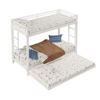 litera de metal 90x200 con cama nido extraible litera infantil blanca estructura de hierro barandillas altas en747