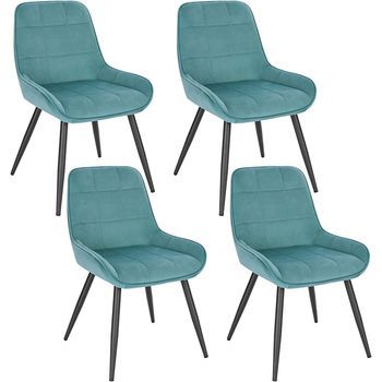 Set 4 Sillas De Comedor Sillas De Terciopelo Para Relajarse Ergonómicas Con Respaldo Turco - Verde - Woltu