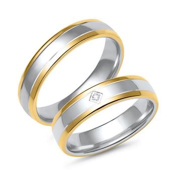 Alianzas de oro blanco y amarillo con diamantes
