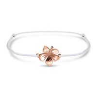 pulsera hibiscus de textil gris y plata 925