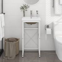 estructura de bano con lavabo incorporado hierro blanco cfw51872