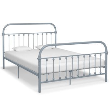 Estructura De Cama Sin Colchón Metal Gris 160x200 Cm Vidaxl