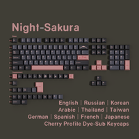 teclas nocturnas sakura pbt perfil de cereza japones coreano ruso aleman espanol arabe frances juego grande de teclas para interruptores mx
