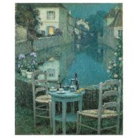 mesita en el crepusculo de la tarde - henri le sidaner - 40x50cm