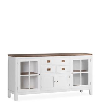 Bufet de madera de mindi blanco y top marrón anch. 180 cm
