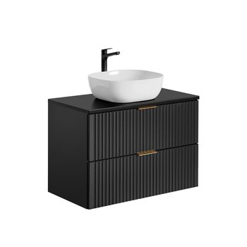 Mueble lavabo individual 80cm tableros de melamina y mdf negro mate