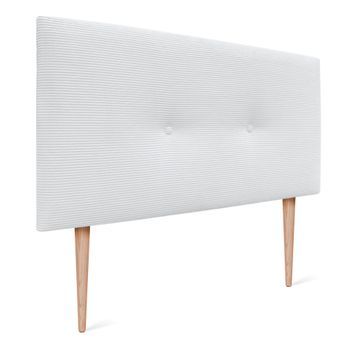Dhome Cabecero De Pana Liso Con Botones 95x105 Con Patas Camas 80/90 - Blanco