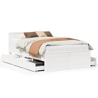 cama con cabecero sin colchon madera maciza blanca 135x190 cm vidaxl