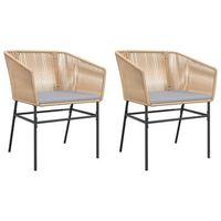 pack 2 uds sillones de jardin  silla de jardin con cojines ratan sintetico marron