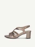 caprice heeled sandal metallic made of leather with block heel size 37