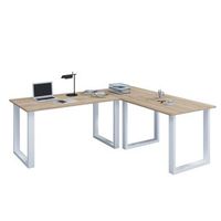 vcm vcm escritorio de madera  escritorio de esquina liso  220x220  l forma izquierda o derecha  placa de mesa de trabajo 80 cm de profundidad  mesa de ordenador muebles de oficina - lona u blanco  roble sonoma