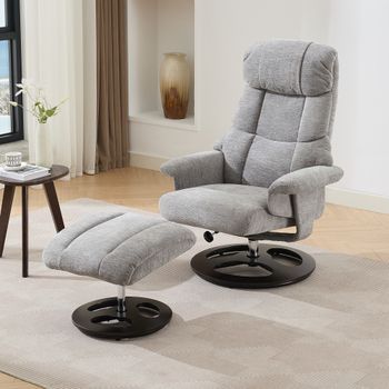 Sillón De Relax Con Masaje Y Reposapiés - Mueble De Salón - Chenilla - Gris (83.5x81x111cm)