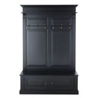 mueble de entrada negro de pino y mdf con perchero de 139 cm