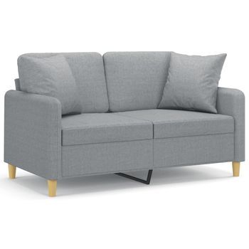 Sofá De 2 Plazas | Sofá De Salón | Sofá De Descanso Con Cojines Tela Gris Claro 120 Cm