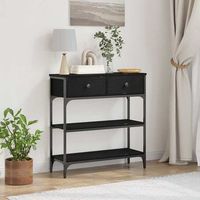 vidaxl mesa consola roble negro 725 x 25 x 75 cm madera de ingenieria