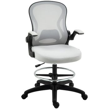 Vinsetto Silla De Dibujo Giratoria Con Reposabrazos Abatibles 59x65x102-122 Cm