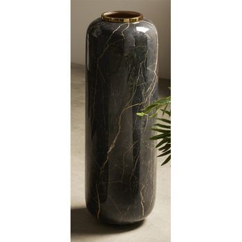 Jarron Imit. Marmol Negro Y Beige 72 Cms. 25dx72 Cms