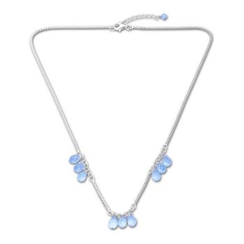 Cadena de plata 925 auténtica con circonita azul
