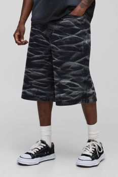 Tall Parachute Crinkle Washed Denim Shorts, Negro