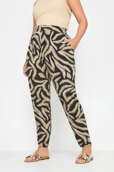 Yours Pantalones Negros Y Marrones Estampado Cebra, Mujer Curvy Y Tallas Grandes, Yours
