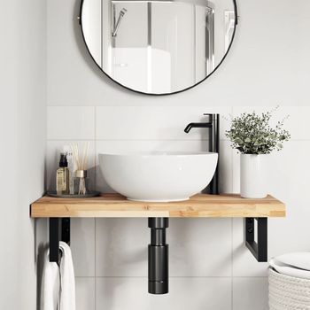 Encimera Tocador De Baño Madera Acacia Sin Tratar 100x40x4 Cm