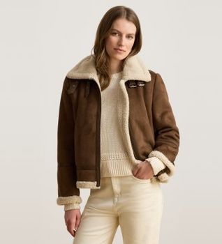 Lauren Ralph Lauren para mujer. 297P04122003 Chaqueta de ante sintético con hebillas marrón (M), Casual