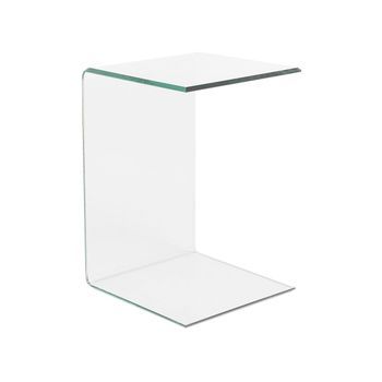 Mesa Auxiliar De Cristal Transparente 40 X 40 Cm Voladizo Minimalista Lourdes