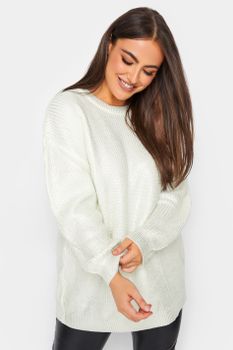 Yours Jersey De Pico Blanco Efecto Lámina Metálica, Mujer Curvy Y Tallas Grandes, Yours