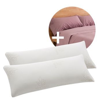 Pack Ahorro 2 Almohadas Viscoelástica Copos Aloe Vera + 2 Fundas Almohada Magenta Cama 180cm Donegal Collections
