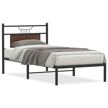 Cama Individual | Cama Para Adultos | Estructura De Cama Sin Colchón Madera Marrón Roble 80x200 Cm
