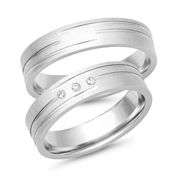 Alianzas 8 quilates oro blanco 3 diamantes