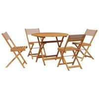 set de comedor de jardin 5 piezas  mueble de jardin tela madera maciza gris taupe