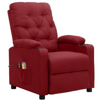 Sillón De Masaje Eléctrico Tela Rojo Tinto Cfw602311