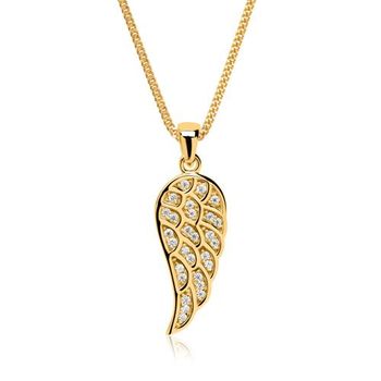 Cadena con colgante ala 8 quilates gold circonita set