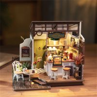 robotime rolife-rompecabezas 3d de cafeteria para mujer y nino kit de casa de munecas en miniatura manualidades regalo increible dg162 n  17