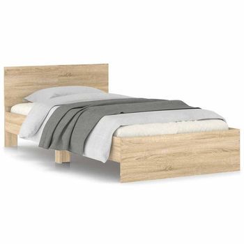 Cama Individual | Cama Para Adultos | Cama Con Cabecero Madera De Ingeniería Roble Sonoma 100x200 Cm
