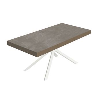 Mesa Extensible Niket Gris Paloma 200/304x90 Cm Con Patas Blancas