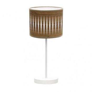 Sobremesa Piron 1xe14 Blanco/madera Oscura 42x17x17 Cm marca FABRILAMP