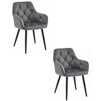 set de 2 silla de comedor terciopelo valora lukk asiento de terciopelo gris oscuro