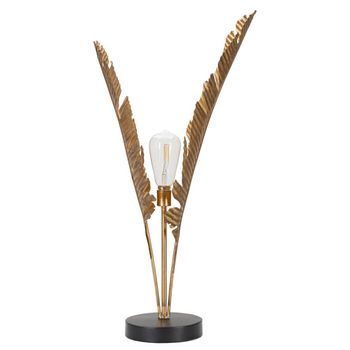 Lámpara De Mesa En Metal Dorado Con Hojas Ø Cm 26x65