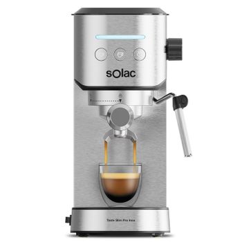 Solac - Cafetera Espresso Taste Slim Pro Inox, Café Cremoso, Aroma Mejorado, Hasta 2 Tazas, Agua Caliente y Vapor